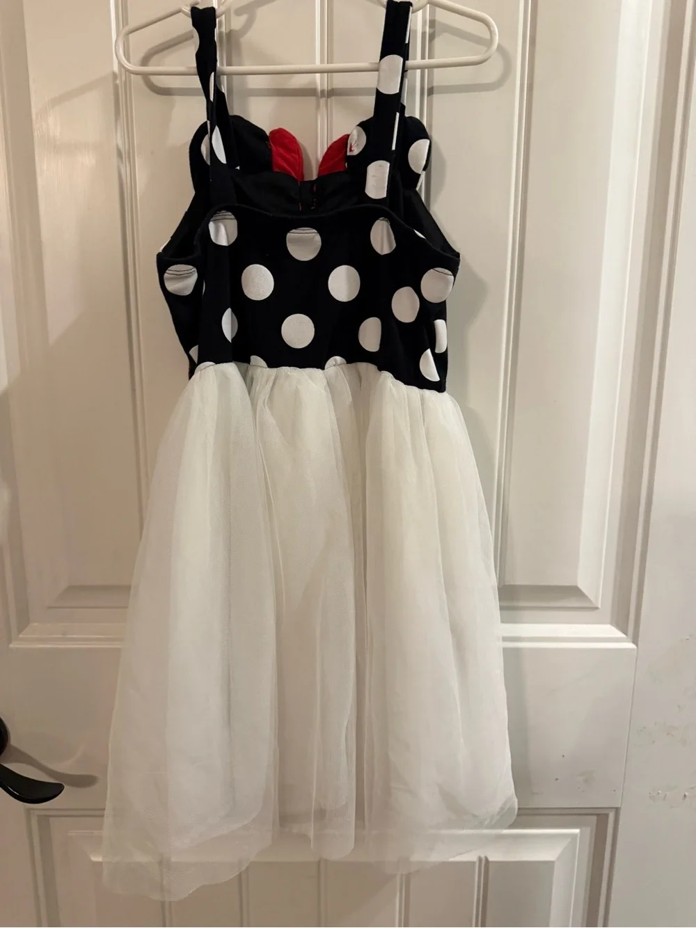 Disney Black & White Polka Dot Tulle Minnie Dress with Red Bow